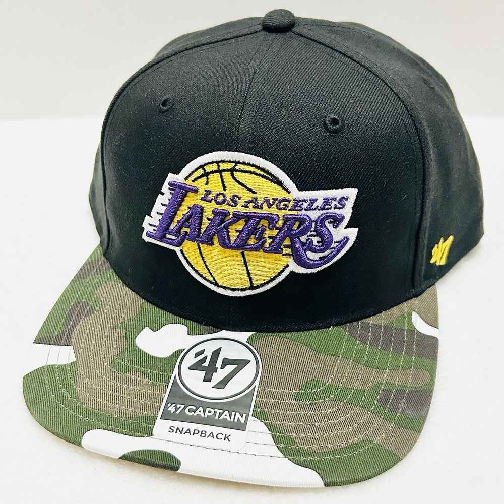 '47 Brand Los Angeles Lakers Canteen Camo Captain Snapback Hat‎ Cap Adjustable